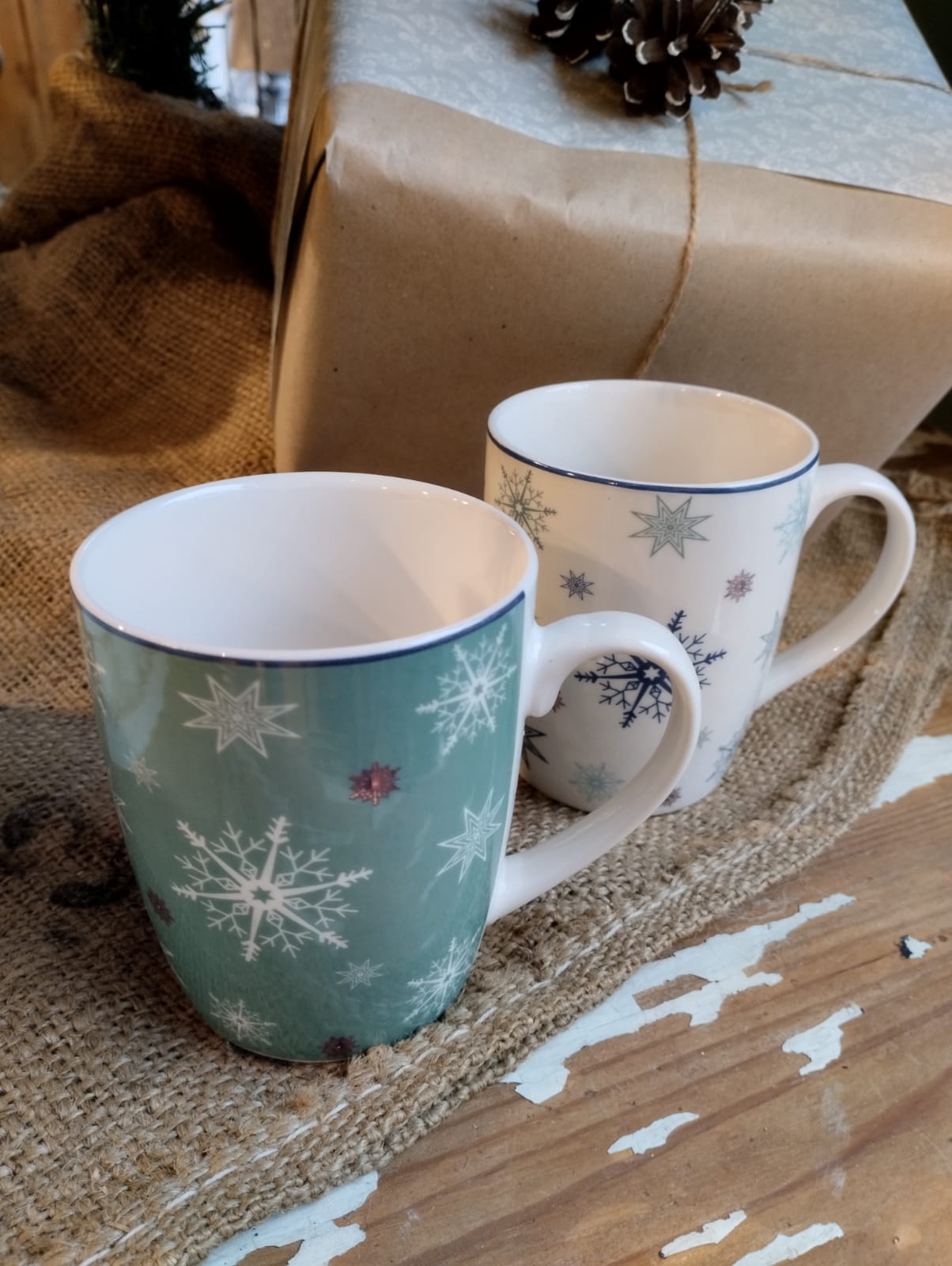 Mugg med Snöflingor - Jul - Färg: Ljusgrön - Ord.Pris 79:-