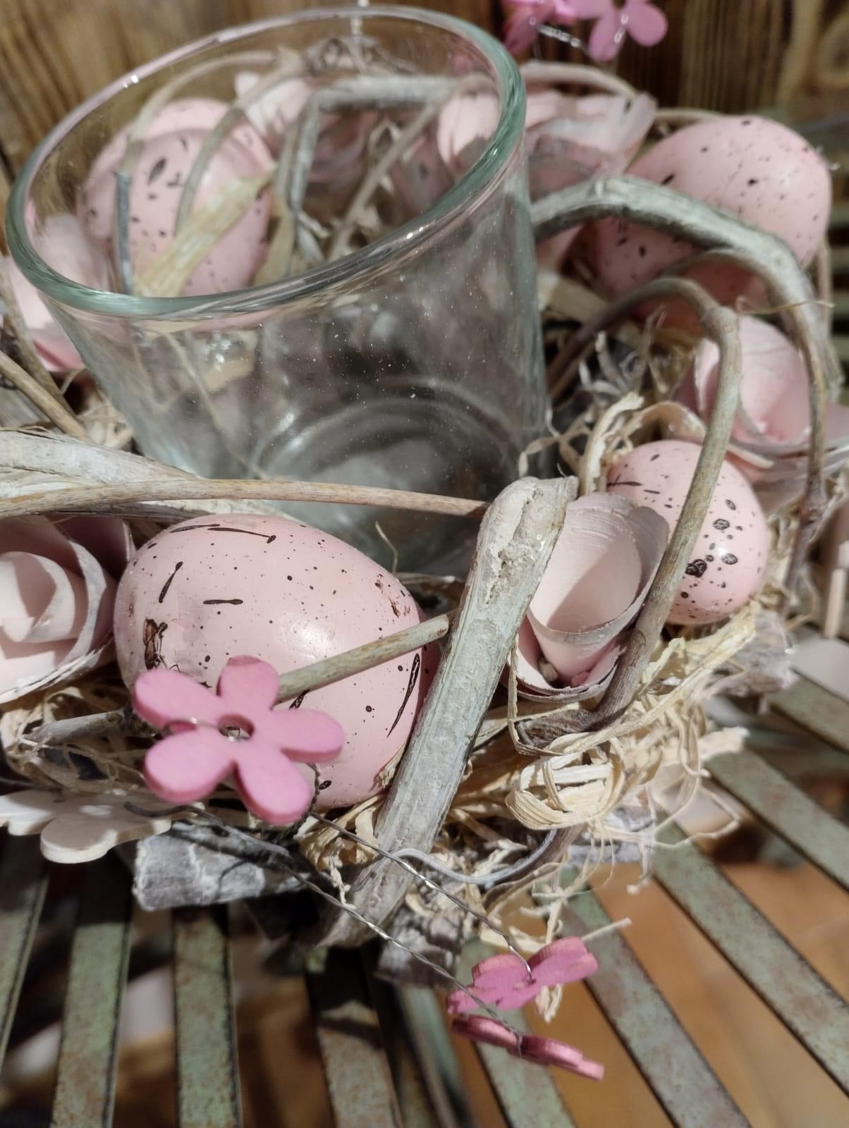 Påskdekoration - Krans med Ljushållare - Färg: Rosa