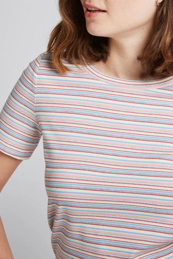 THEO - Pastellrandig T-shirt - Rosa