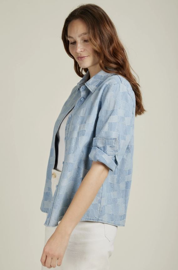 CASSIEN - Patchwork jeansskjorta - 100 % BOMULL