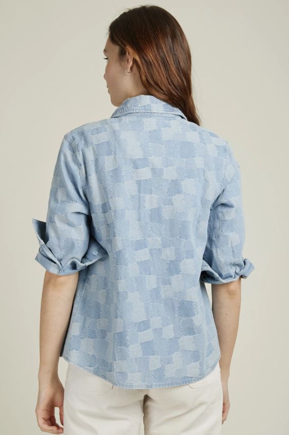 CASSIEN - Patchwork jeansskjorta - 100 % BOMULL