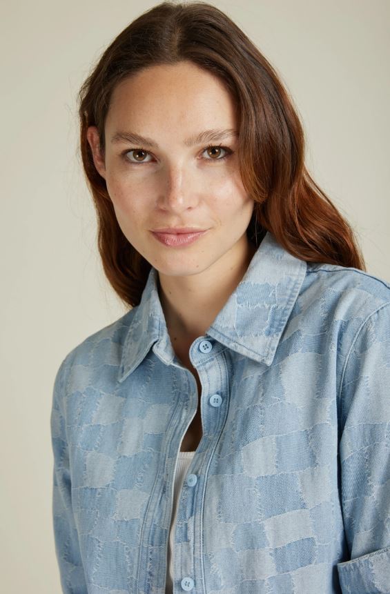 CASSIEN - Patchwork jeansskjorta - 100 % BOMULL