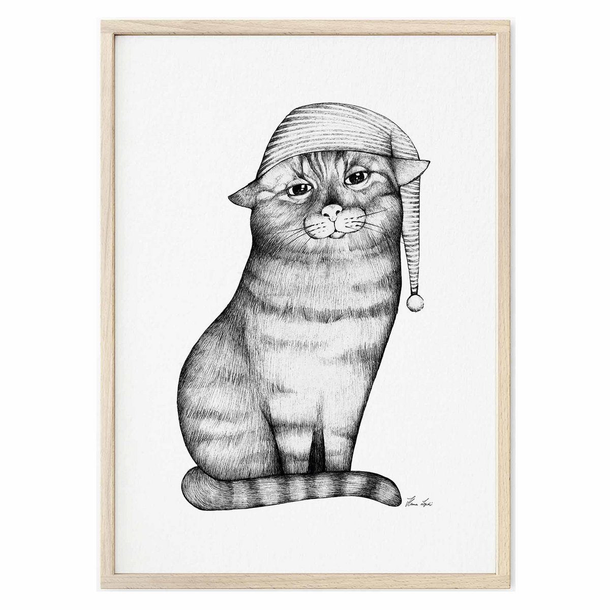Kunsttryk/plakat "Godnat kat"