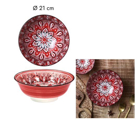Skål - Saladsskål Jaipur - Röd - 21 cm