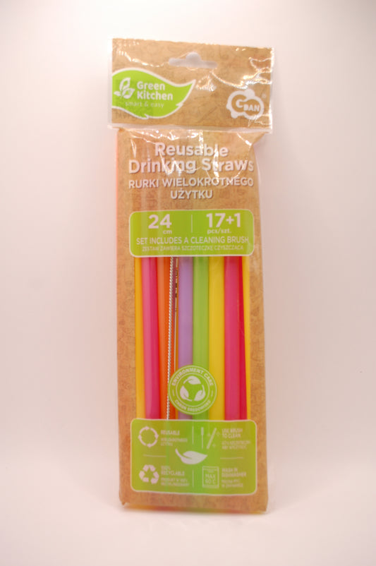 Sugerør - Assorterede farver - 17 stykker + rensebørste