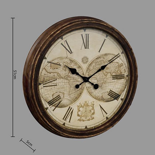 Väggklocka - Världskarta - Diameter 51cm
