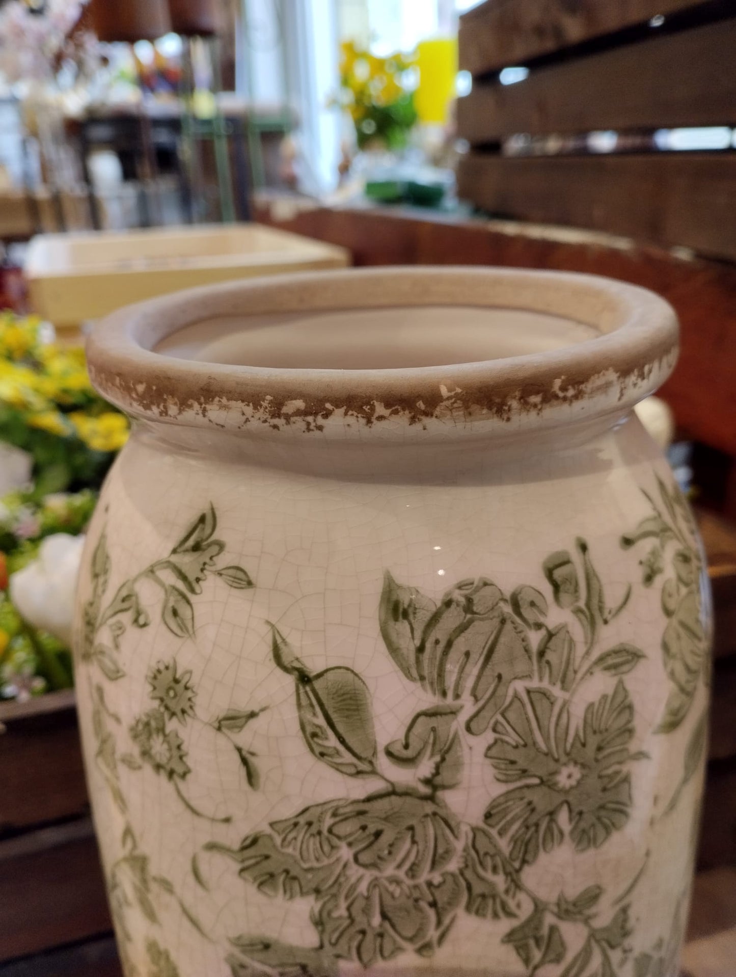 Sanremo vase, H 32 cm, Hvid/grøn