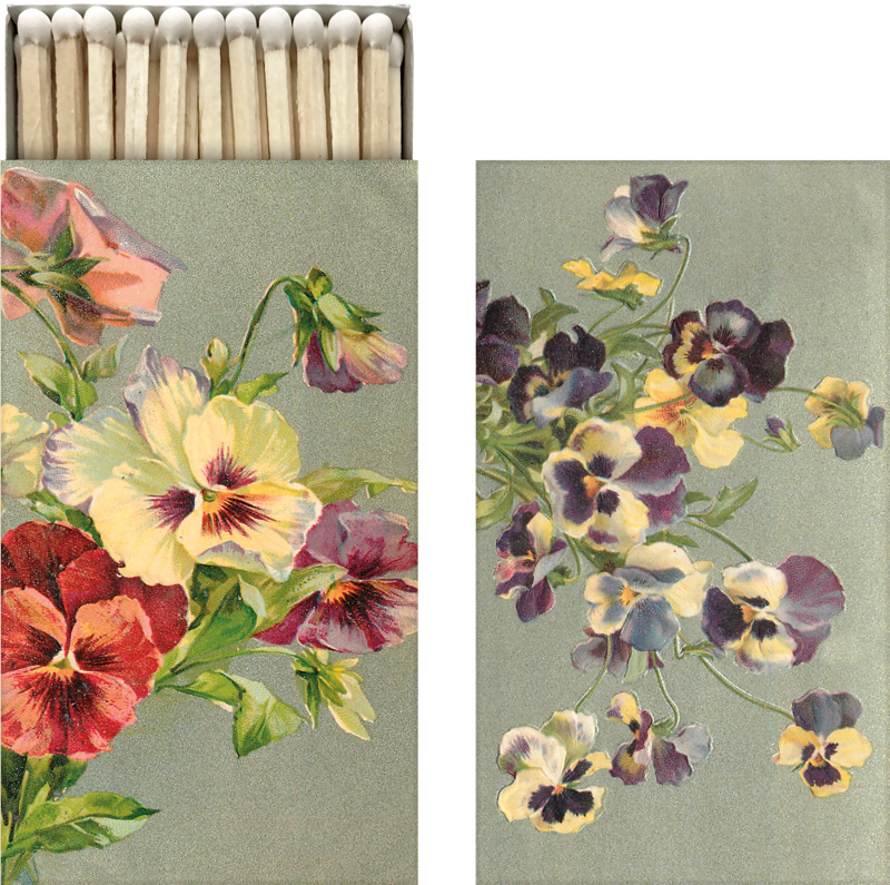 Tændstikæske - 6x11 cm / Stedmoderblomster