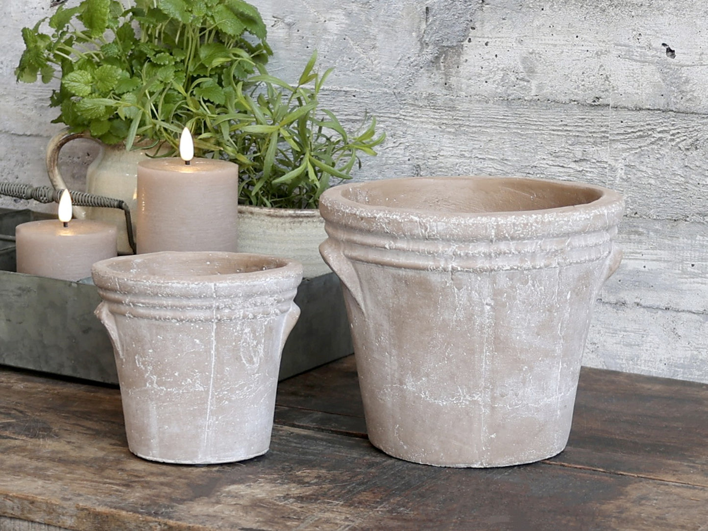 Potte "Claude" 16,5cm - Cement - Natur