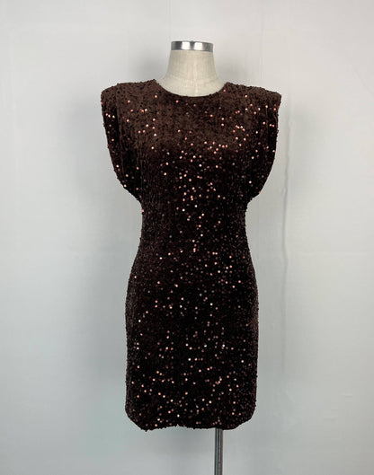 Paljettklänning i brun