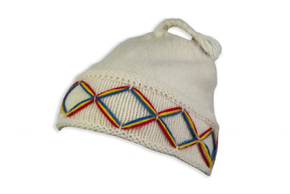 Kangos Stickad Mössa: Vit / En storlek
