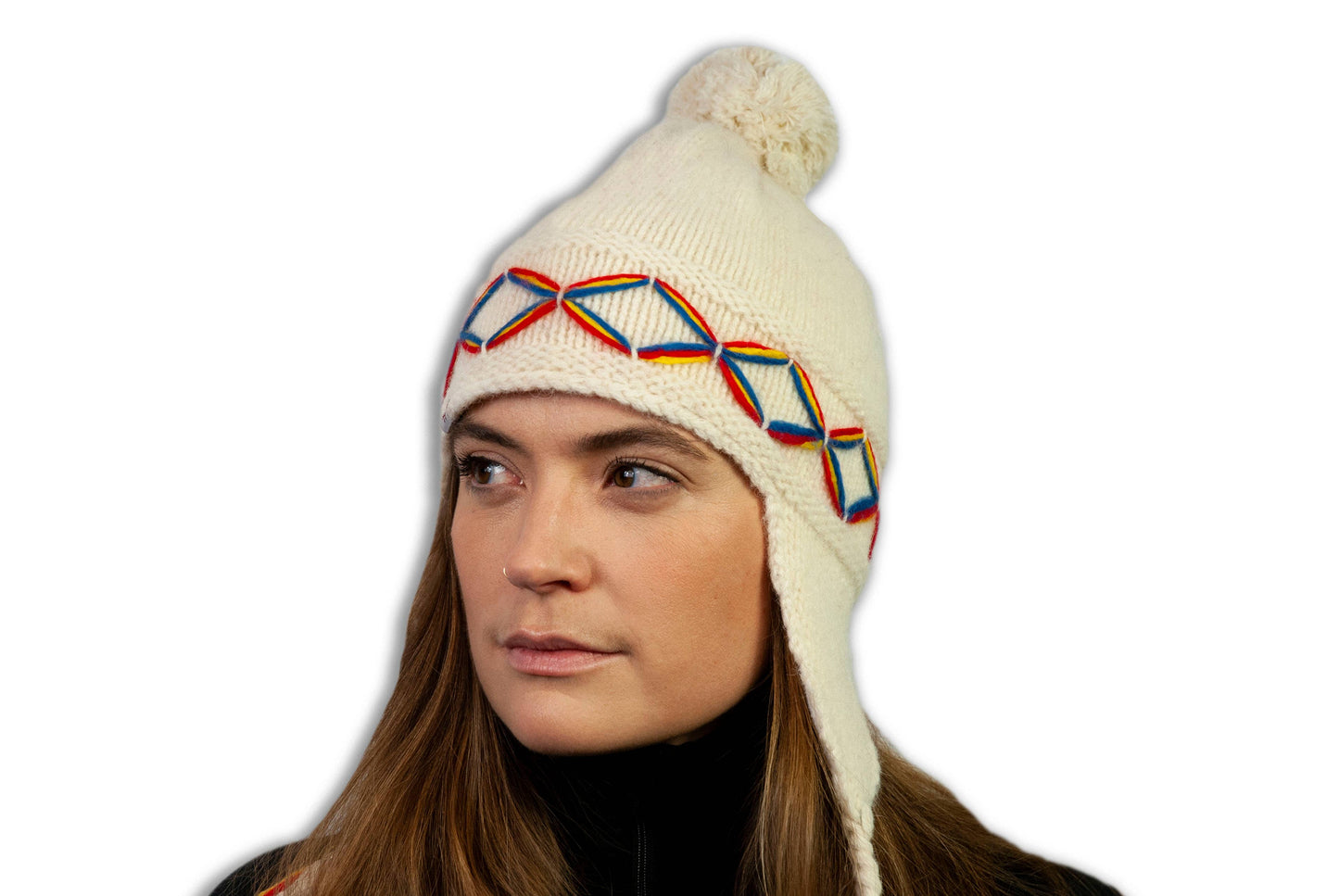 Pajala Stickad mössa: Vit / M