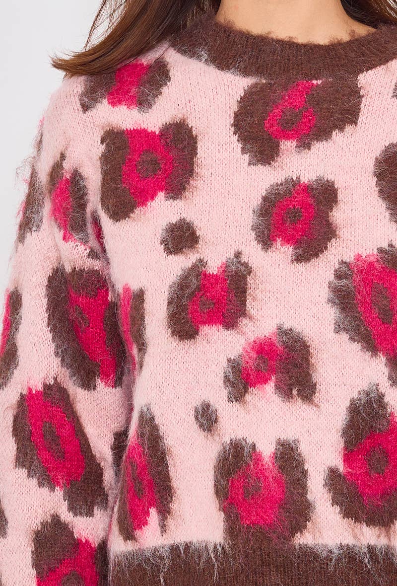 Leopardmönstrad tröja: Rosa