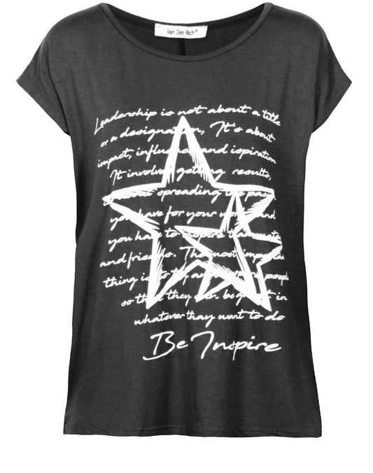 Tryckt T-shirt i svart färg