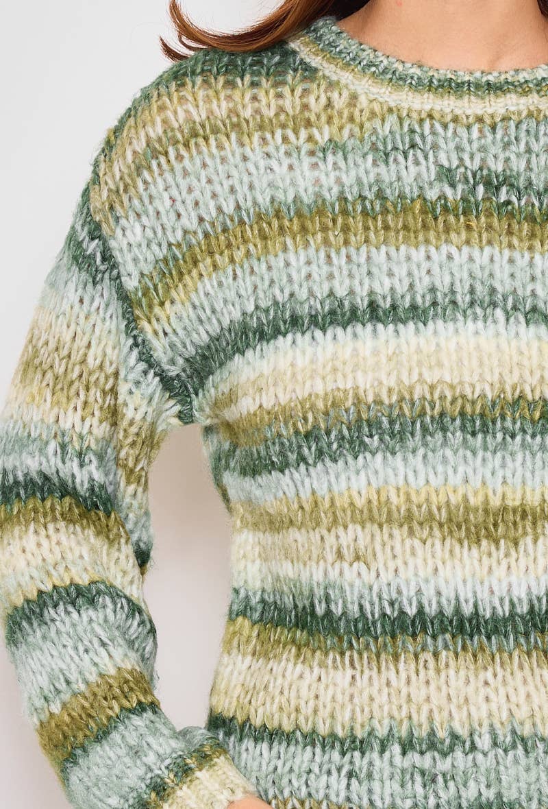 Färgglatt stickat tröja: Khaki
