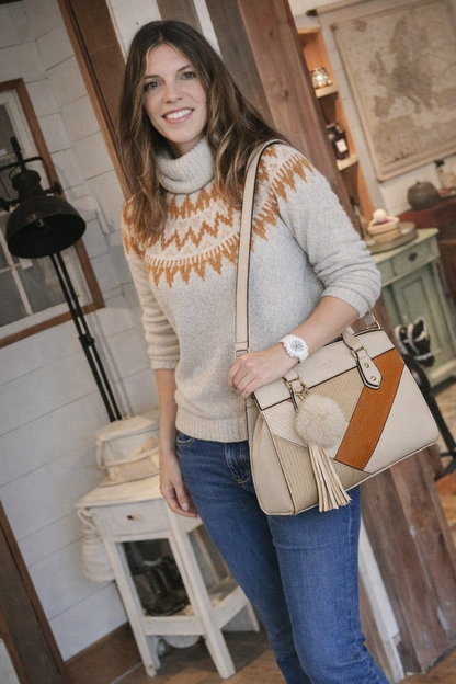 Cléo handväska med fransar: Beige