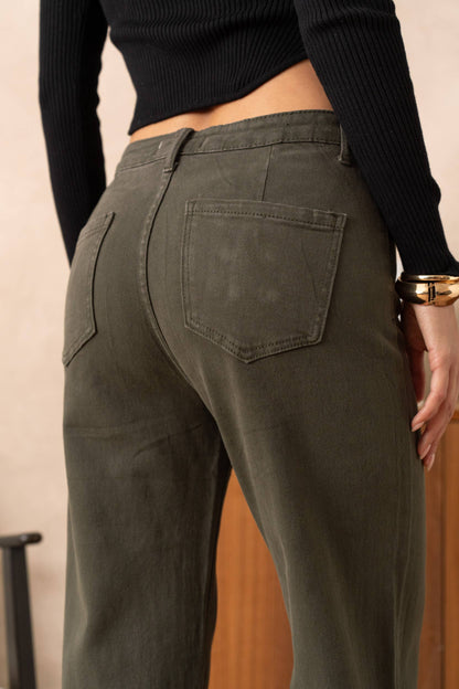 Vivid Jeans med knappar: Khaki