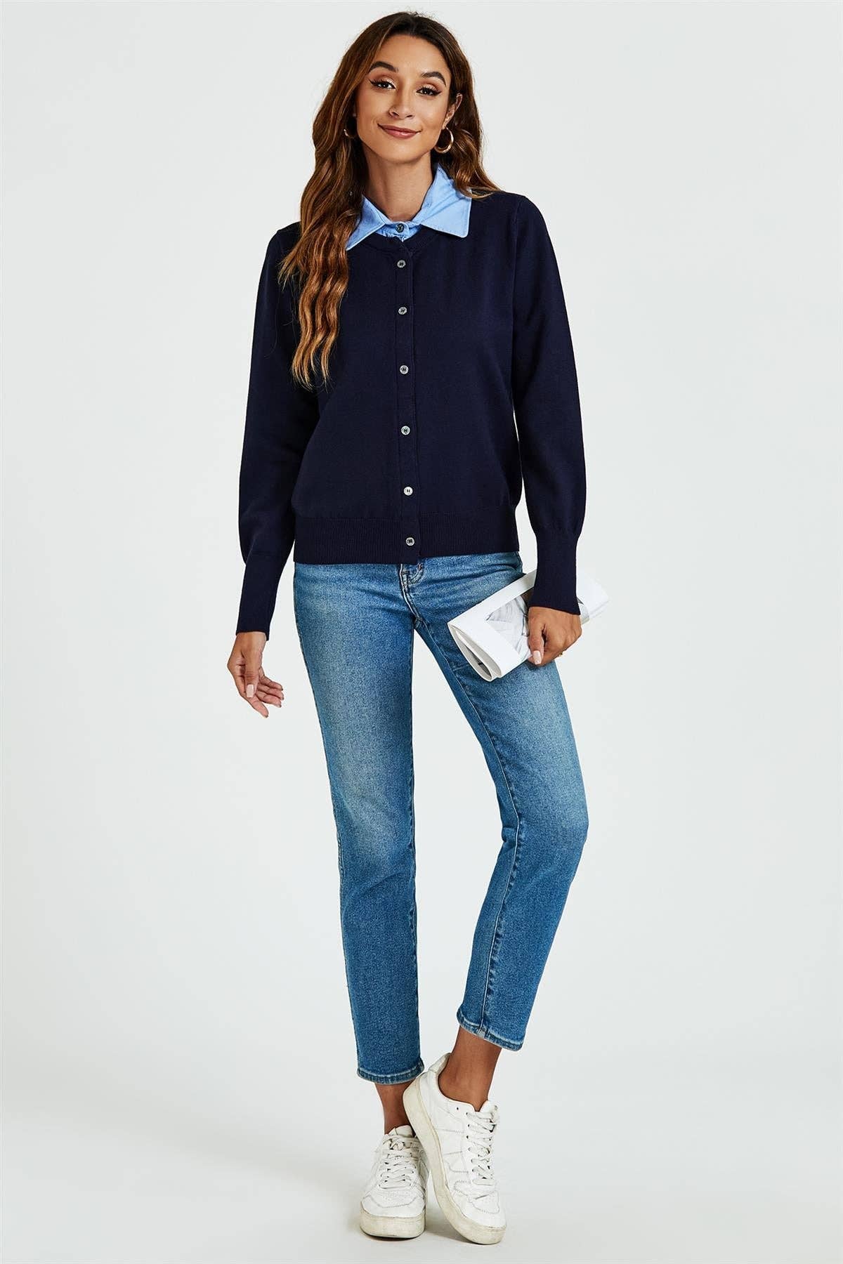 Skjortkrage Ullblandad Stickad Kofta