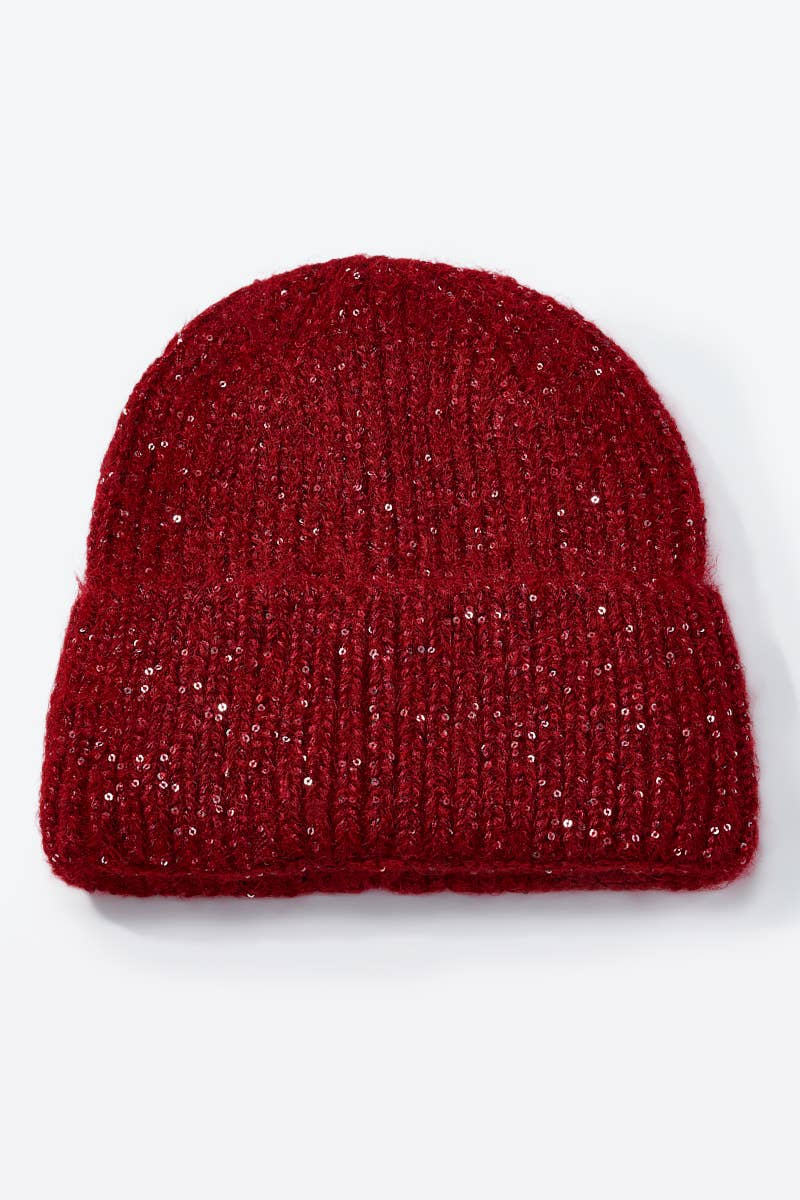 Ullmössa med glittrande garn - Röd 30% Ull