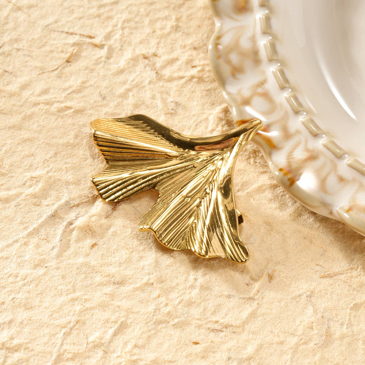 Enkel Ginkgo Blomma Brosch