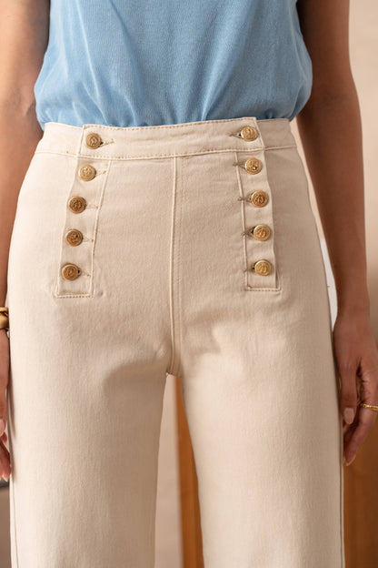 Vivid Jeans med knappar: Offwhite