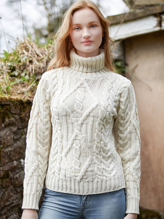 Tröja - Turtle Neck - 100% Merinoull - Natur