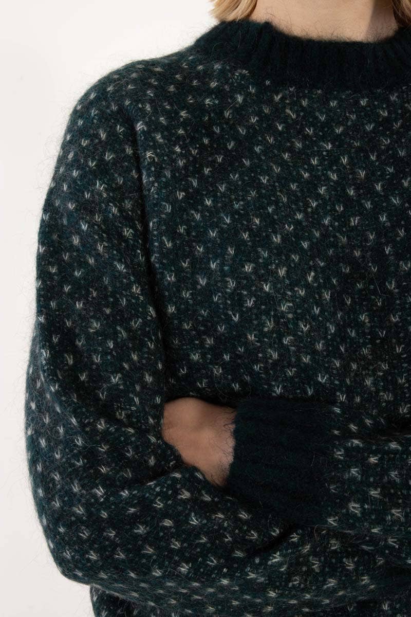 Daneherbal Alpacka Jaquard Tröja Dk Skiffer/Lt - OEKO-TEX