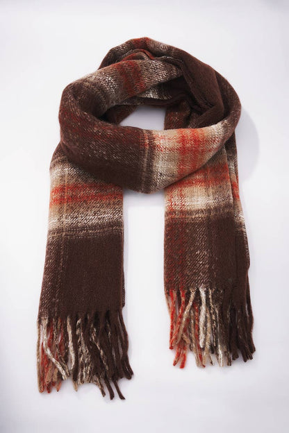 Rutig ullhalsduk: Brun - 30% Ull