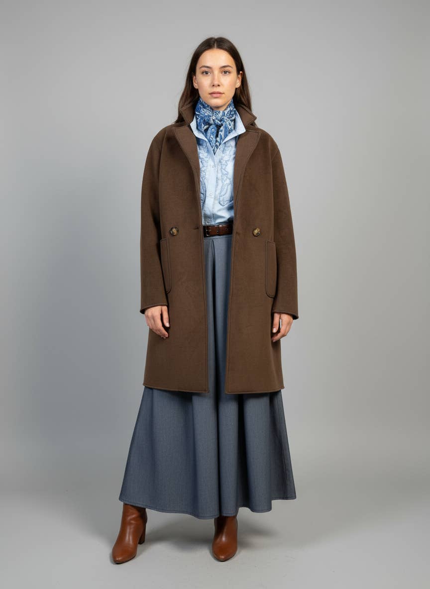 Grå-blå vida byxor med bälte och fickor: Free Size