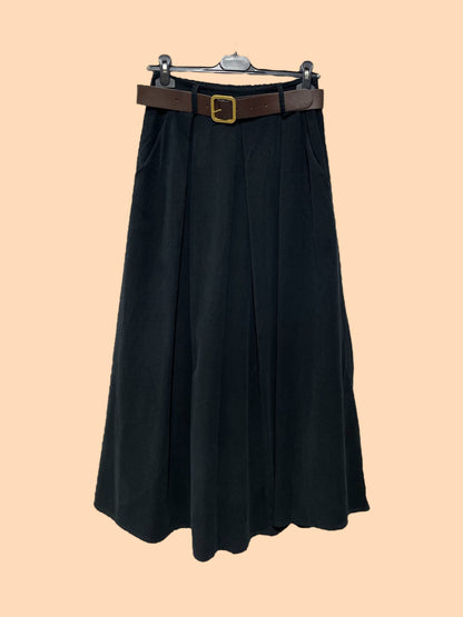 Manchesterskjol med bälte 100% Bomull Made in Italy: Svart