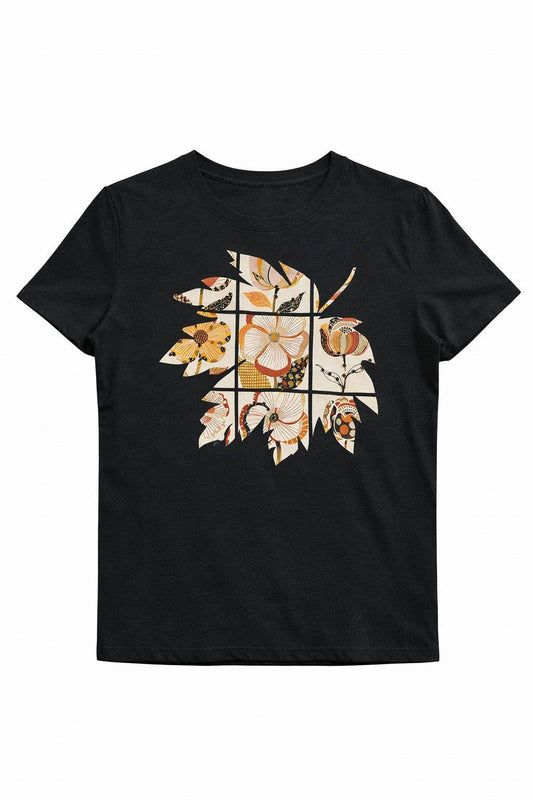 Bomulls-T-shirt med fjärilsmönster: Svart