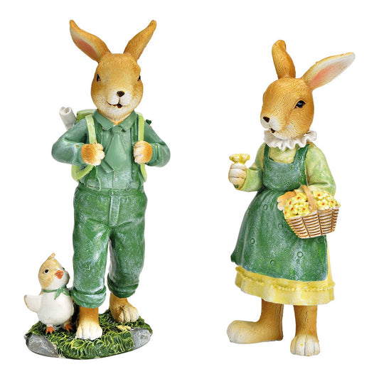 Påskhare med ryggsäck eller blomsterkorg - H15cm