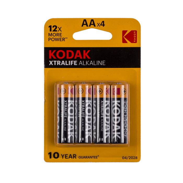 Alkaliska mignonbatterier, Kodak Xtralife, AA, 1,5 V, 4 st.