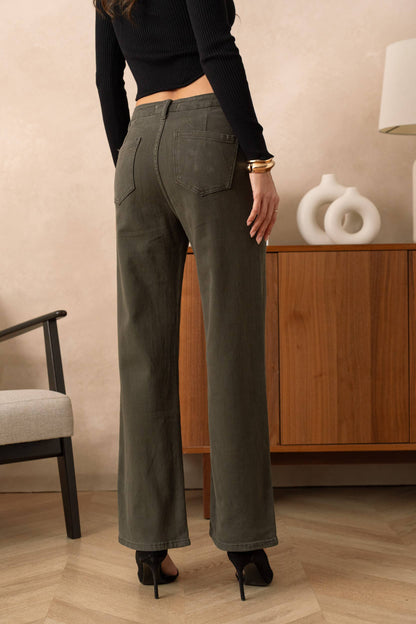 Vivid Jeans med knappar: Khaki