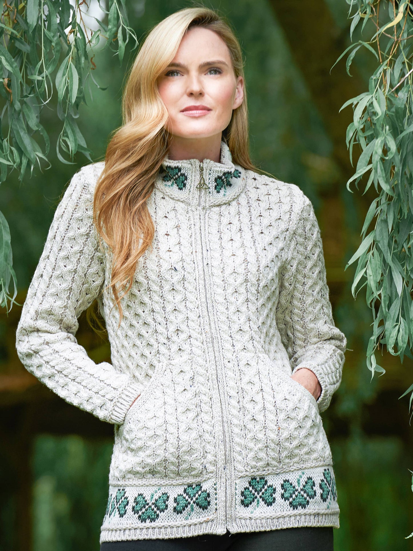 Kofts med dragkedja - SHAMROCK - 100% Merinoull