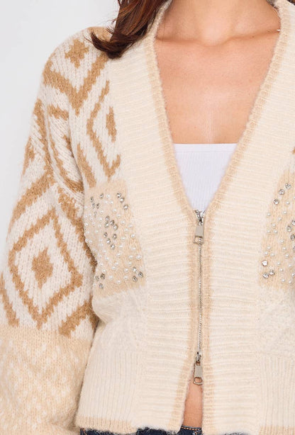 Mönstrad och fantasifull jacka: Beige