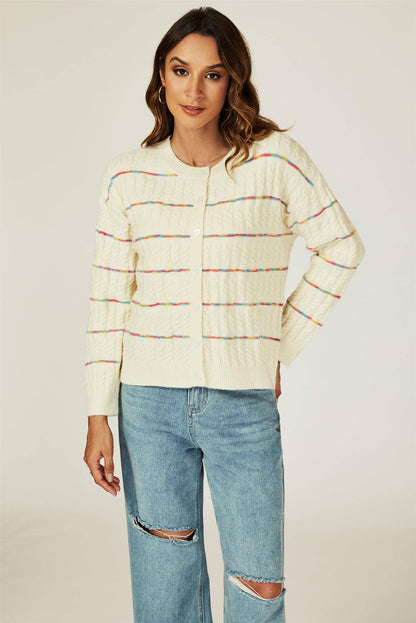 Stickad Kofta I Vit: OneSize