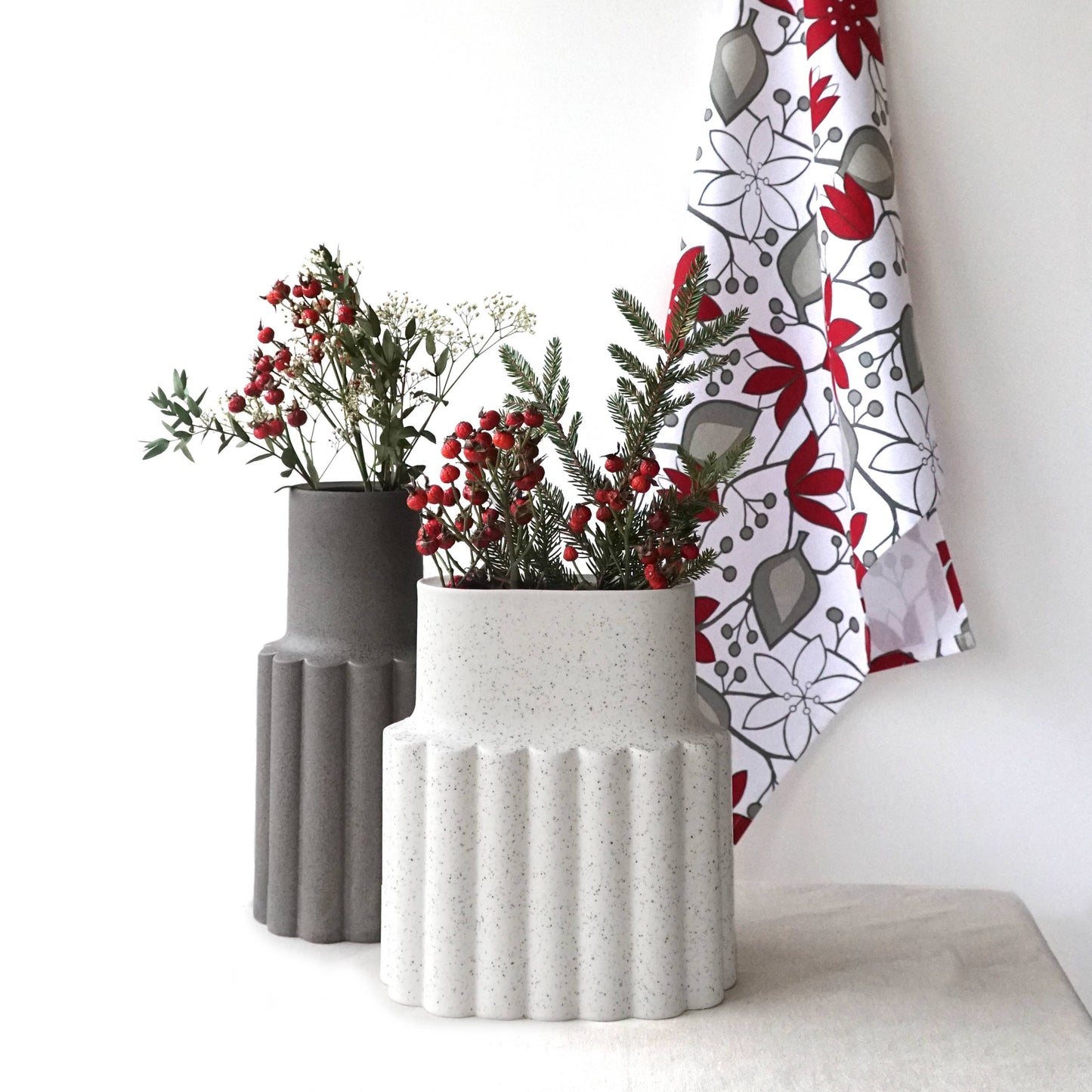 Kökshandduk Helleborus röd - 100 % bomull