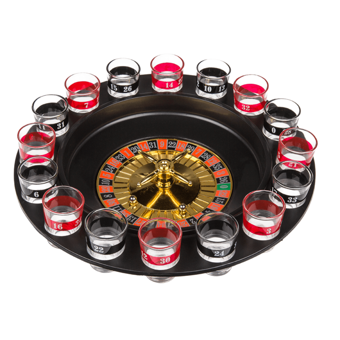 Dryckesspel Roulette med 16 glas och 2 kulor