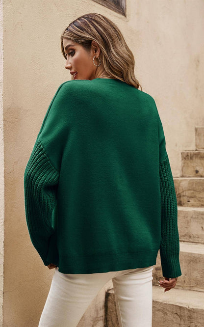 Avslappnad Kabelstickad Jumper Topp: OneSize