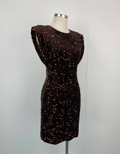 Paljettklänning i brun