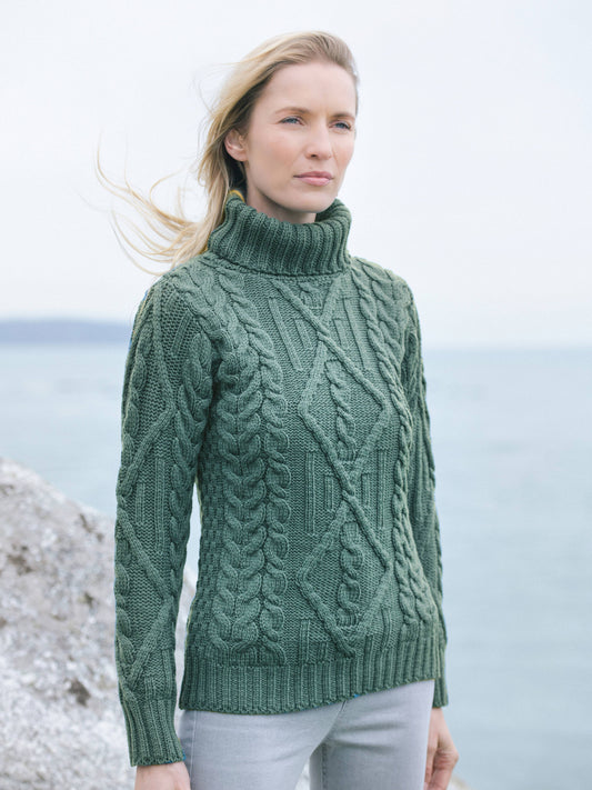 Tröja - Turtle Neck - 100% Merinoull - Thundra Grön