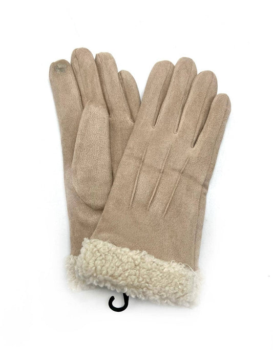 Mjuk vante med mockaeffekt – Beige