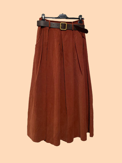 Manchesterskjol med bälte 100% Bomull Made in Italy: Rost