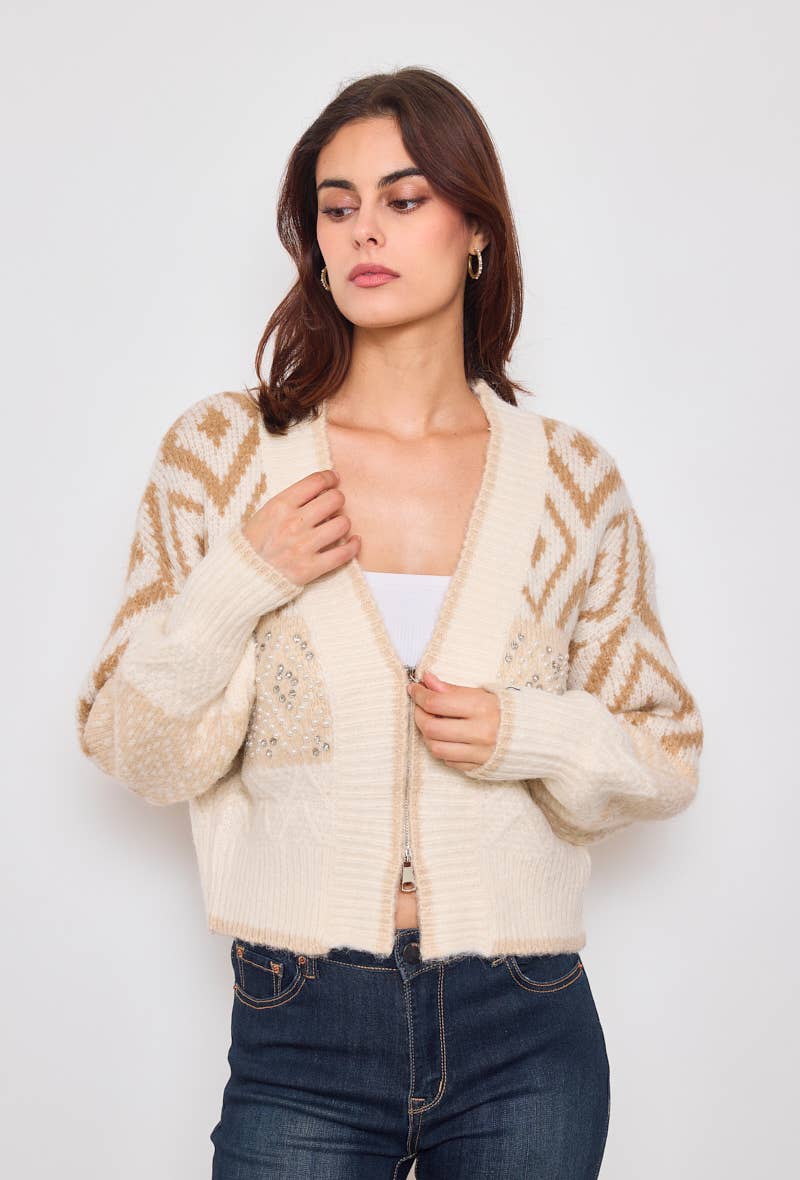 Mönstrad och fantasifull jacka: Beige