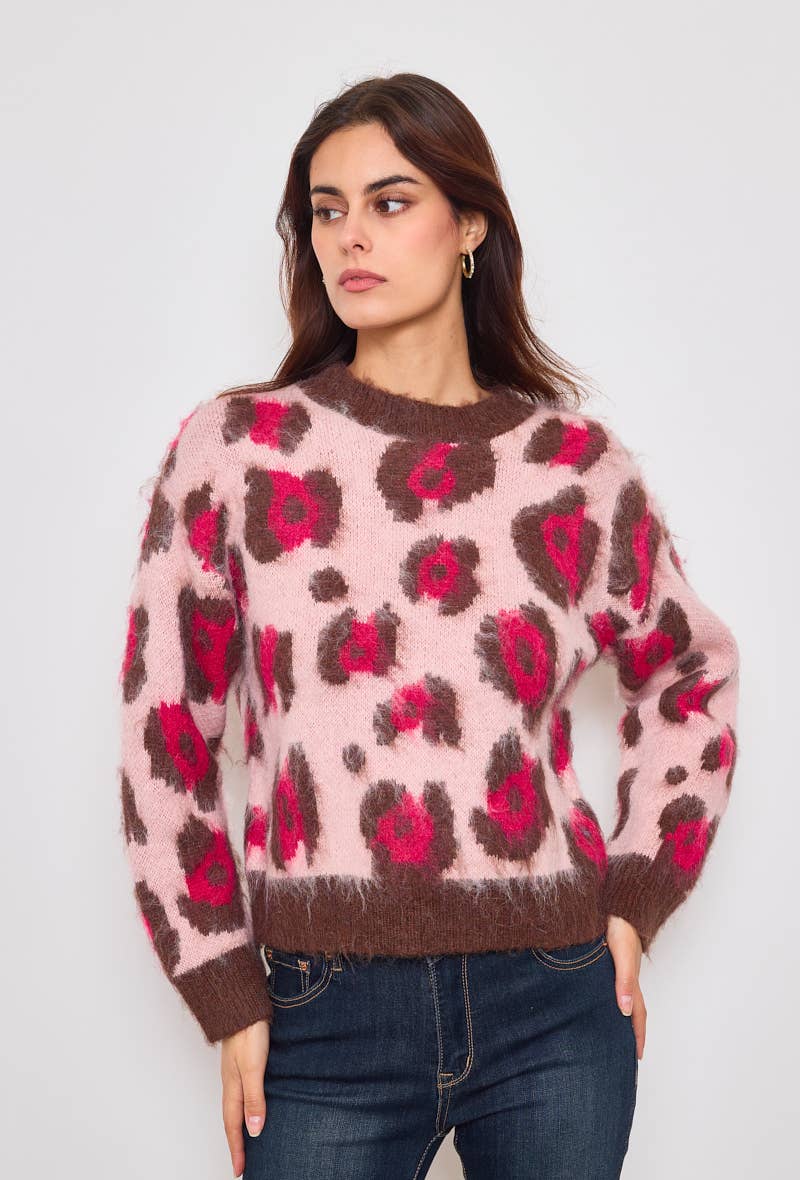 Leopardmönstrad tröja: Rosa