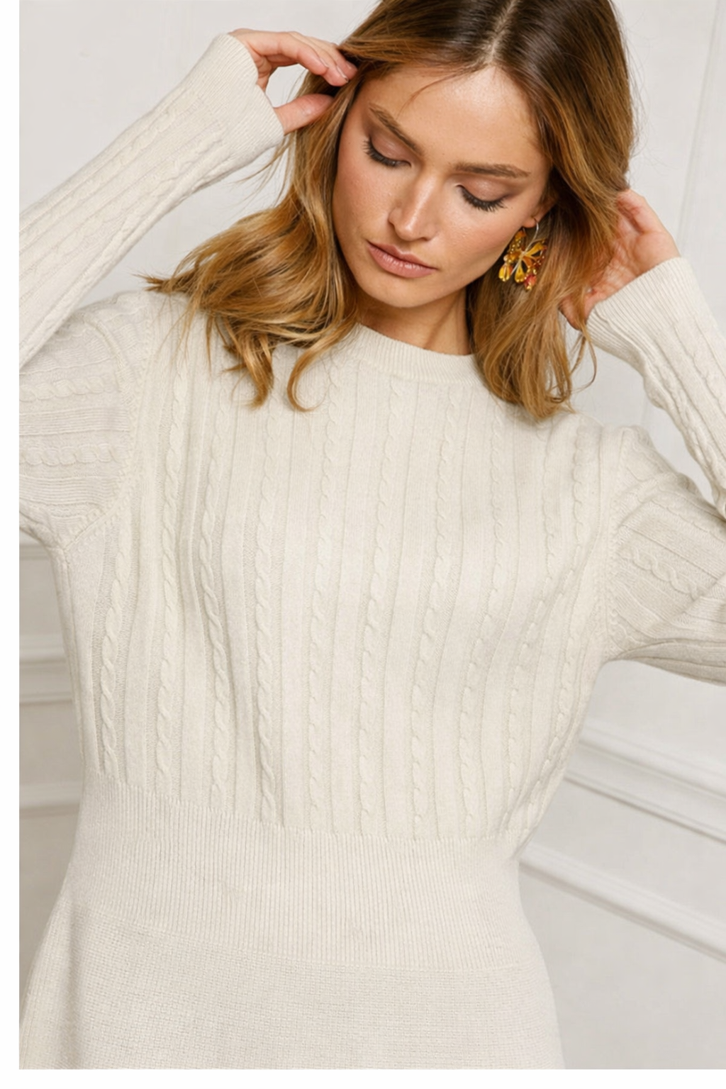 Kashmir tröjklänning : Ecru