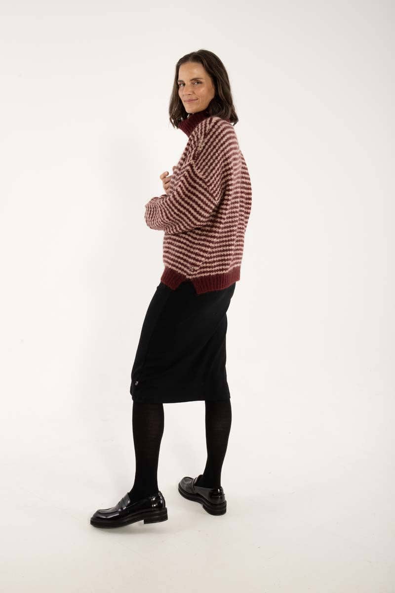 Danecaring Alpaca Rollneck Tröja Dk Merlot/Powder - OEKO-TEX