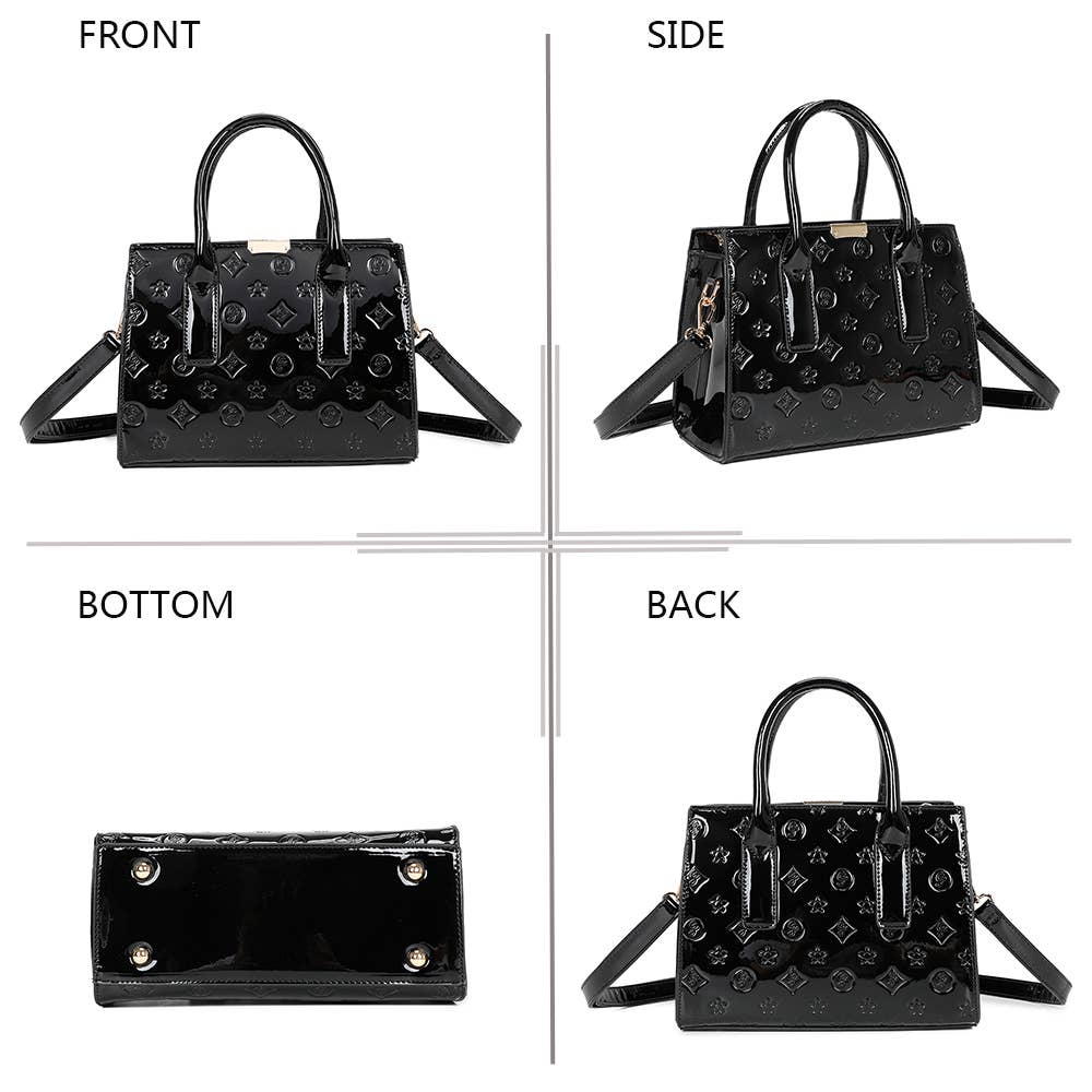 Stella handväska med gulddetaljer: Svart