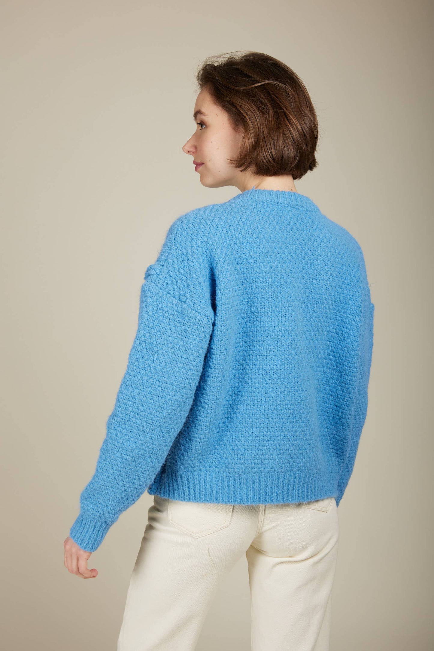 POMME - Mohair kabeltröja: BLÅ